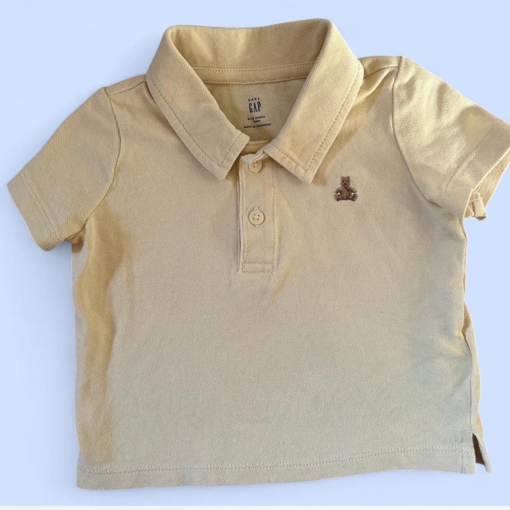 Baby Gap Butter Yellow Polo Shirt with Bear